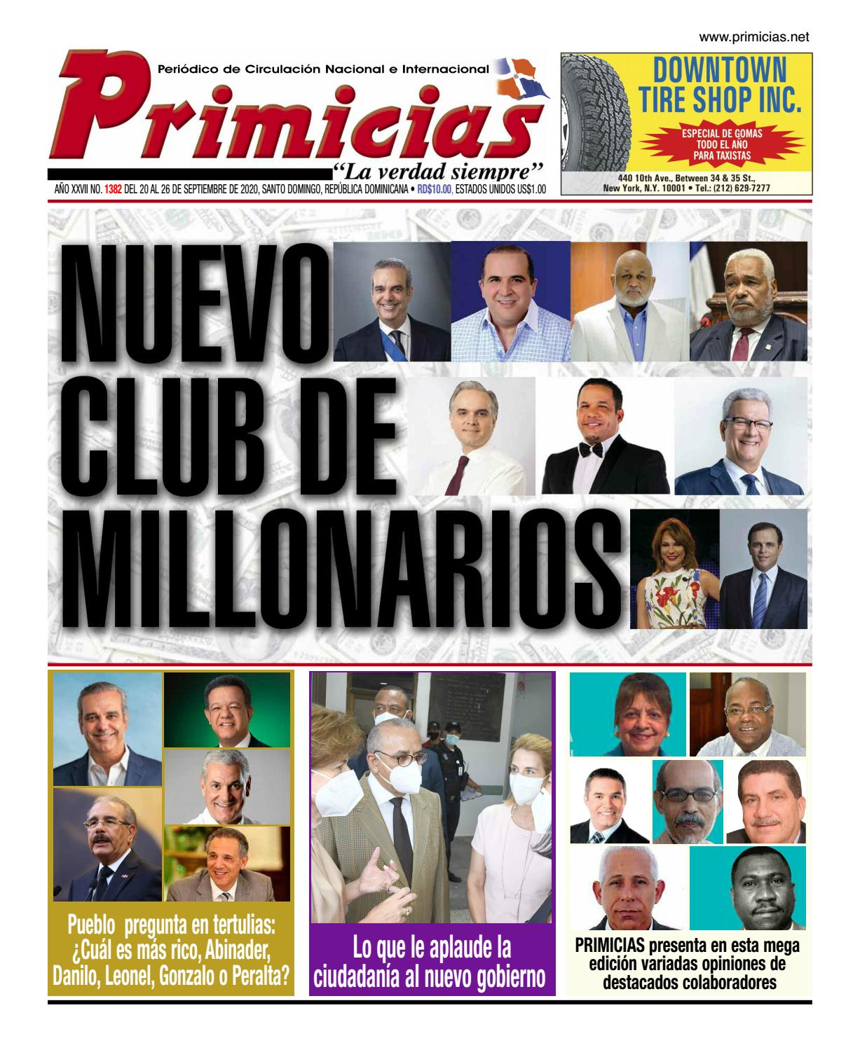 Portada Periódico Primicias, Lunes 21 de Septiembre, 2020