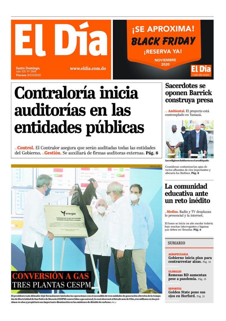 Portada Periódico El Día, Viernes 30 de Octubre, 2020