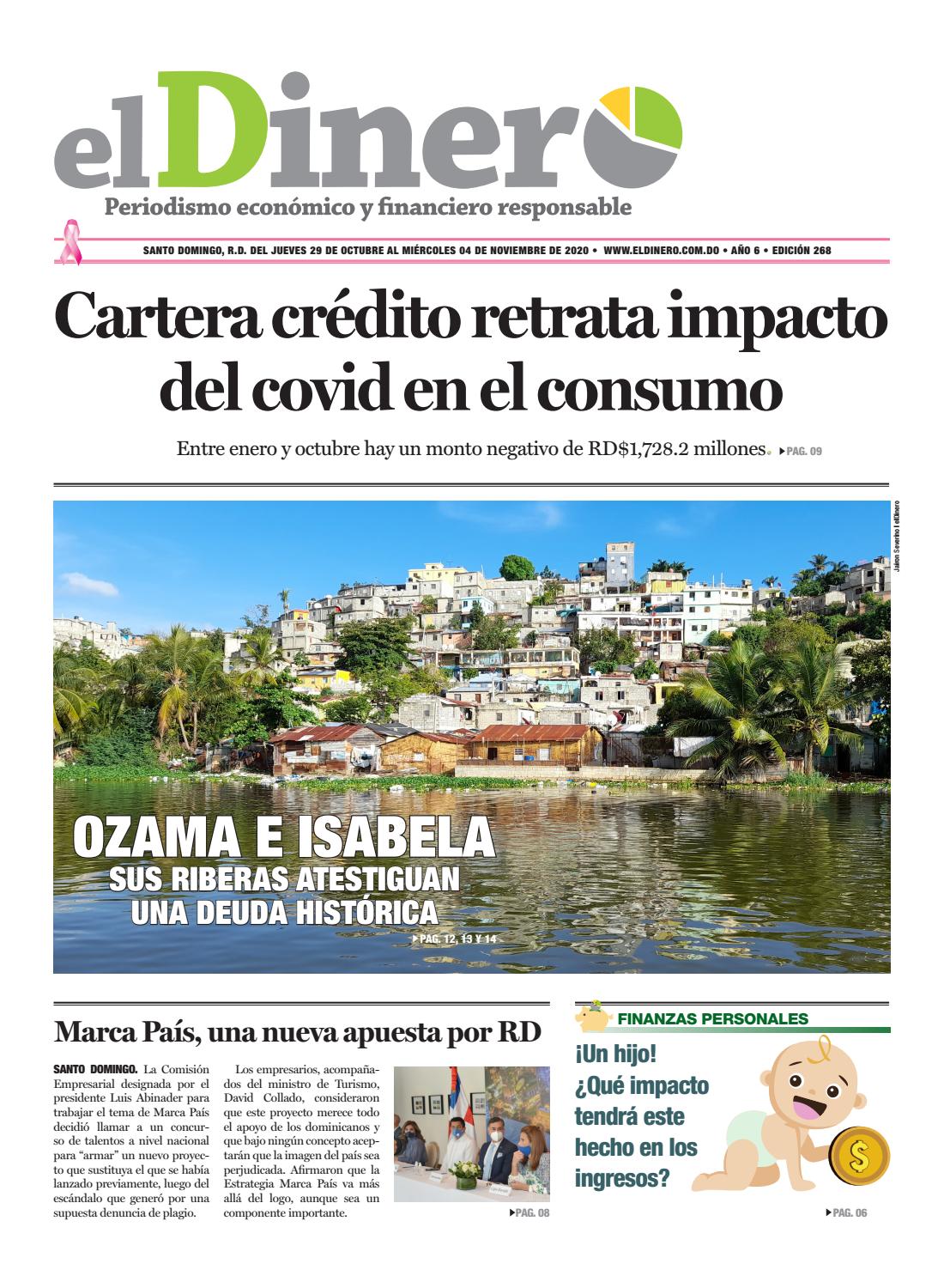 Portada Periódico El Dinero, Jueves 29 de Octubre, 2020