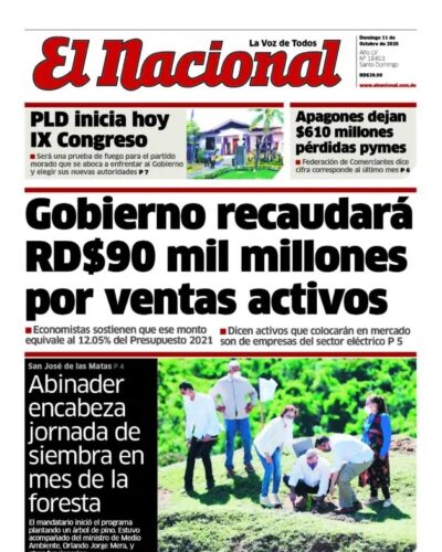 Portada Periódico El Nacional, Domingo 11 de Octubre, 2020