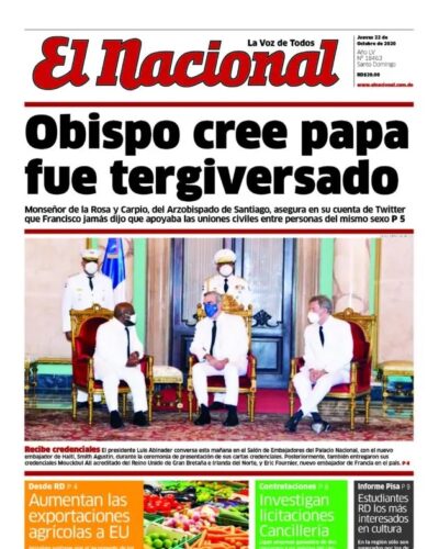 Portada Periódico El Nacional, Jueves 22 de Octubre, 2020