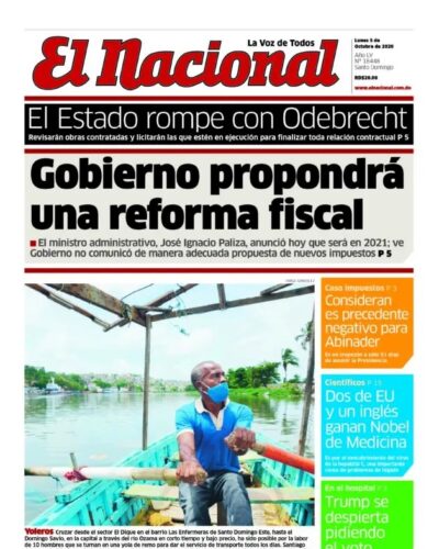Portada Periódico El Nacional, Lunes 05 de Octubre, 2020