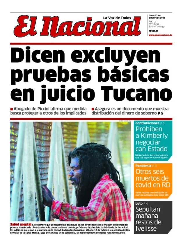 Portada Periódico El Nacional, Lunes 12 de Octubre, 2020