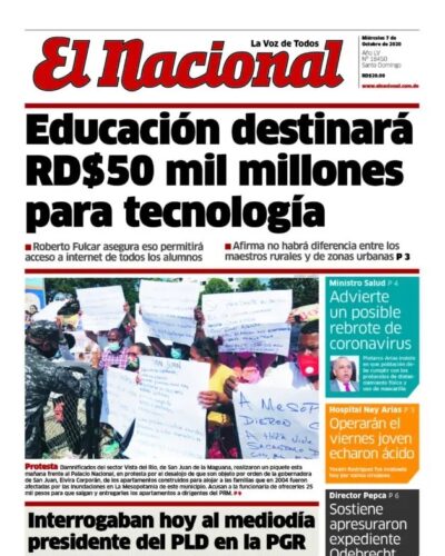 Portada Periódico El Nacional, Miércoles 07 de Octubre, 2020