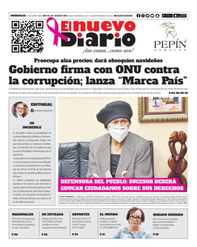 Portada Periódico El Nuevo Diario, Miércoles 21 de Octubre, 2020