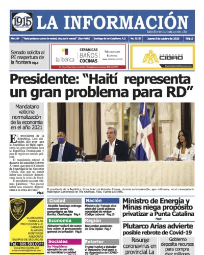 Portada Periódico La Información, Viernes 09 de Octubre, 2020