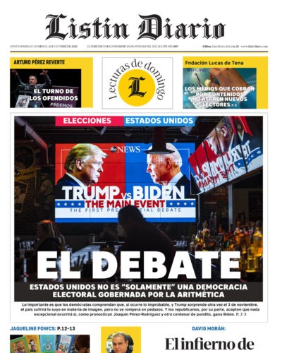 Portada Periódico Listín Diario, Domingo 04 de Octubre, 2020