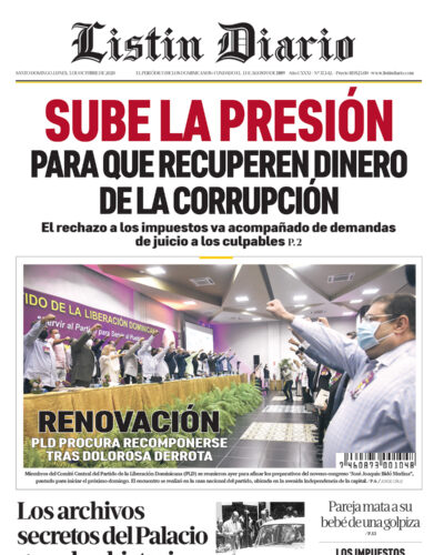 Portada Periódico Listín Diario, Lunes 05 de Octubre, 2020