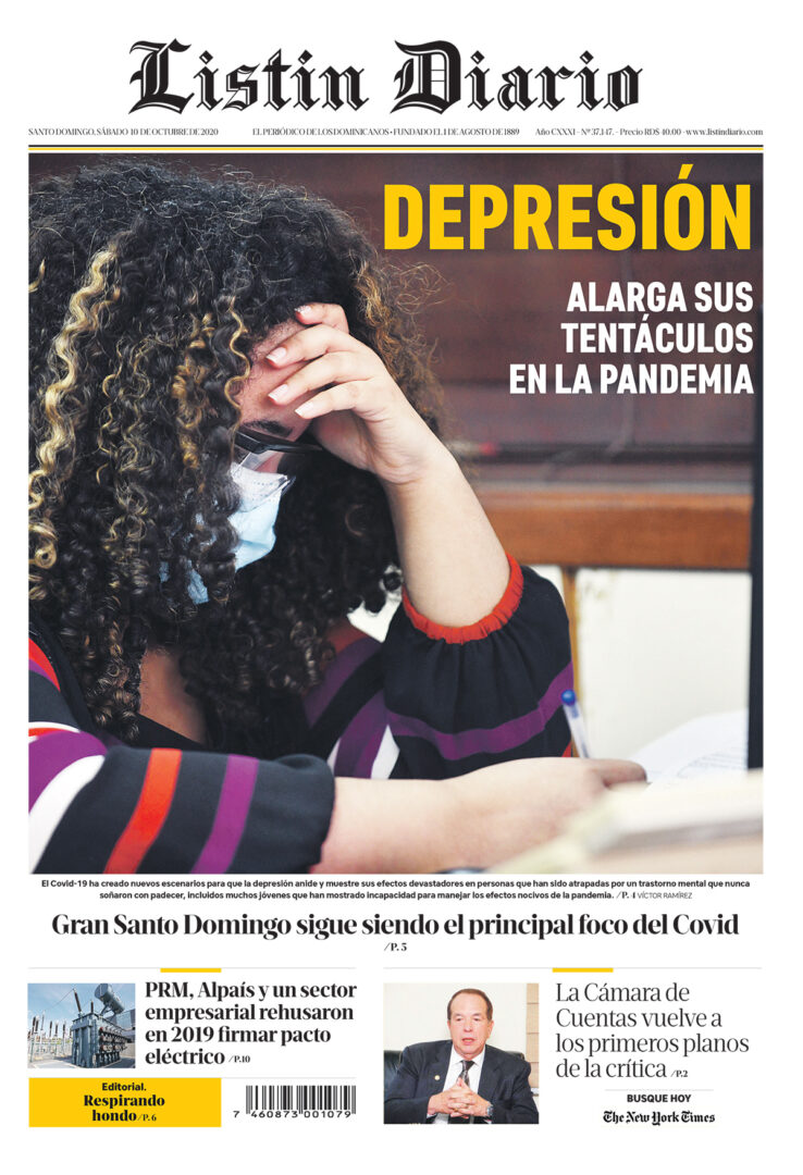 Portada Periódico Listín Diario, Sábado 10 de Octubre, 2020