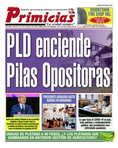 Portada Periódico Primicias, Lunes 19 de Octubre, 2020