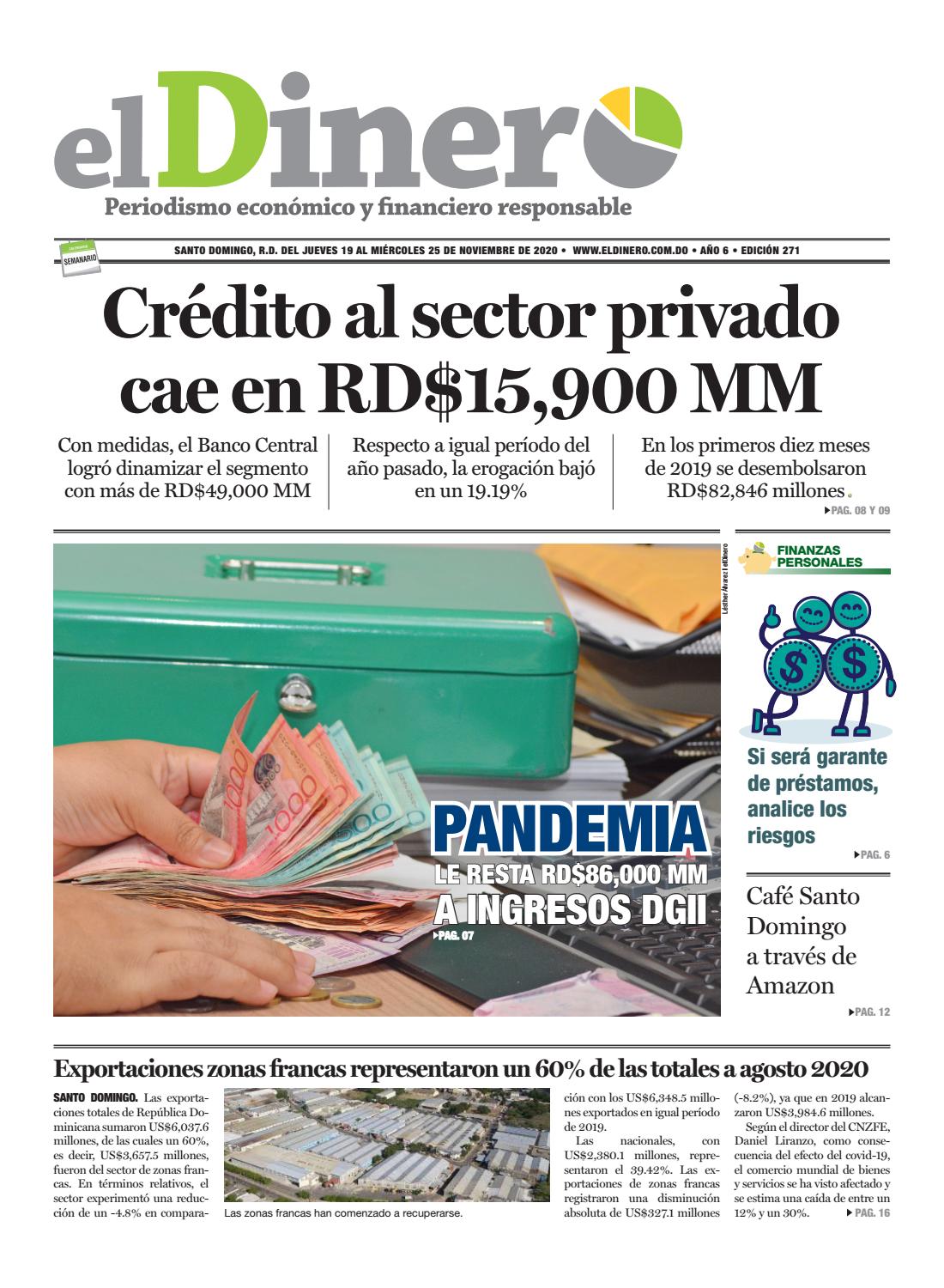 Portada Periódico El Dinero, Jueves 19 de Noviembre, 2020