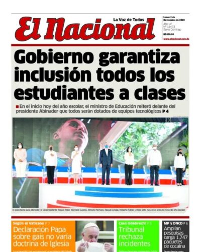 Portada Periódico El Nacional, Lunes 02 de Noviembre, 2020