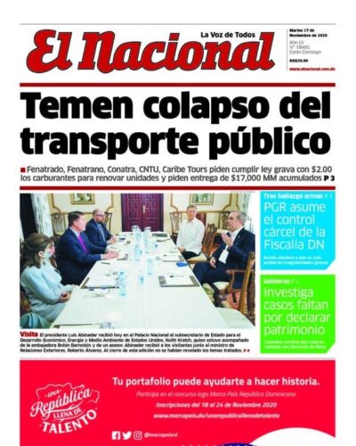 Portada Periódico El Nacional, Martes 17 de Noviembre, 2020