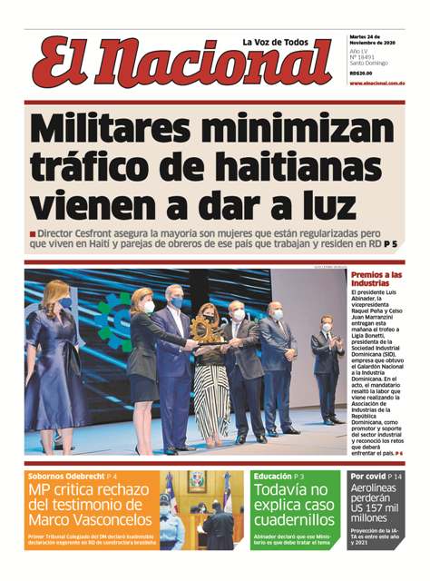 Portada Periódico El Nacional, Martes 24 de Noviembre, 2020