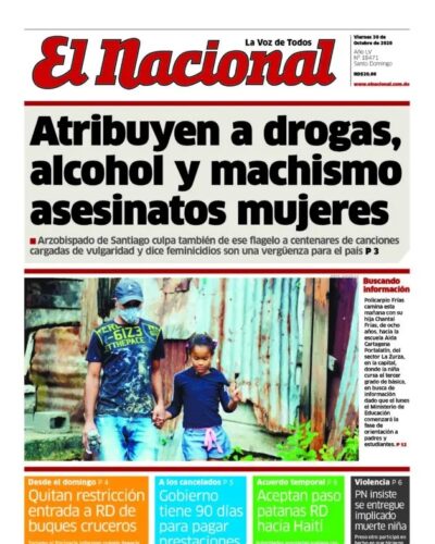 Portada Periódico El Nacional, Sábado 31 de Octubre, 2020