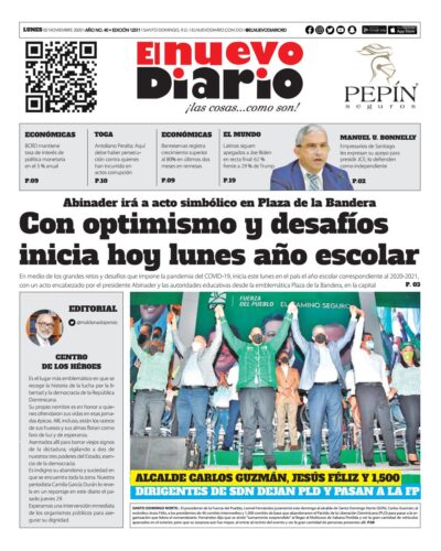 Portada Periódico El Nuevo Diario, Lunes 02 de Noviembre, 2020