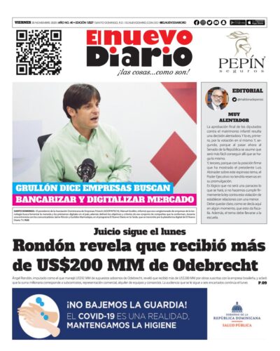 Portada Periódico El Nuevo Diario, Viernes 20 de Noviembre, 2020