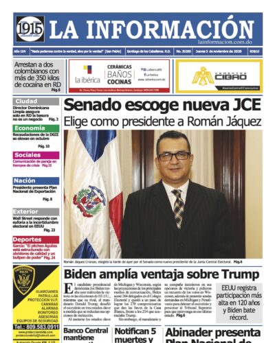 Portada Periódico La Información, Jueves 05 de Noviembre, 2020