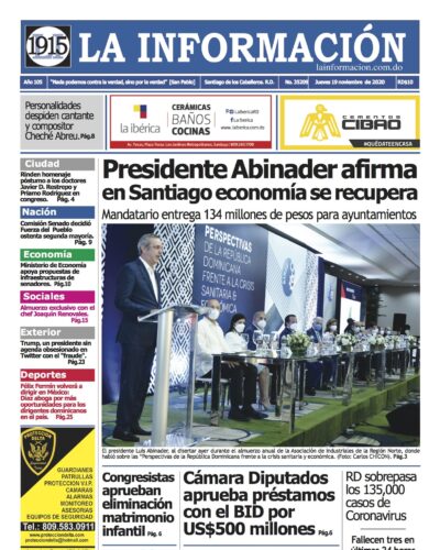 Portada Periódico La Información, Jueves 19 de Noviembre, 2020
