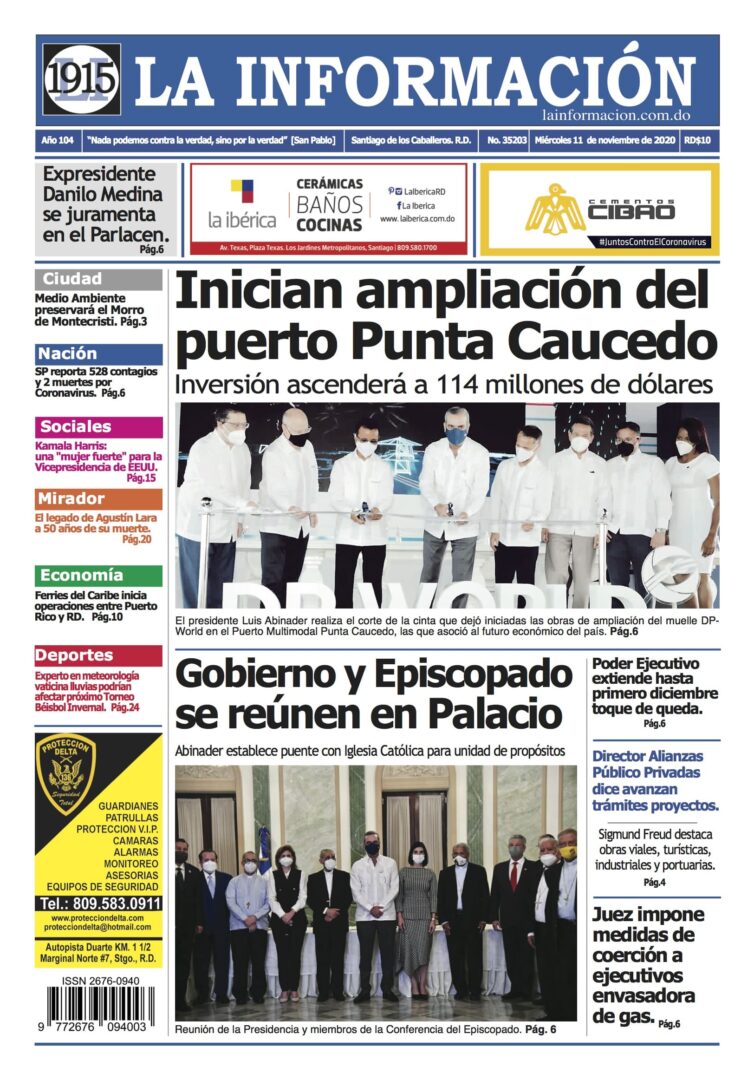 Portada Periódico La Información, Miércoles 11 de Noviembre, 2020
