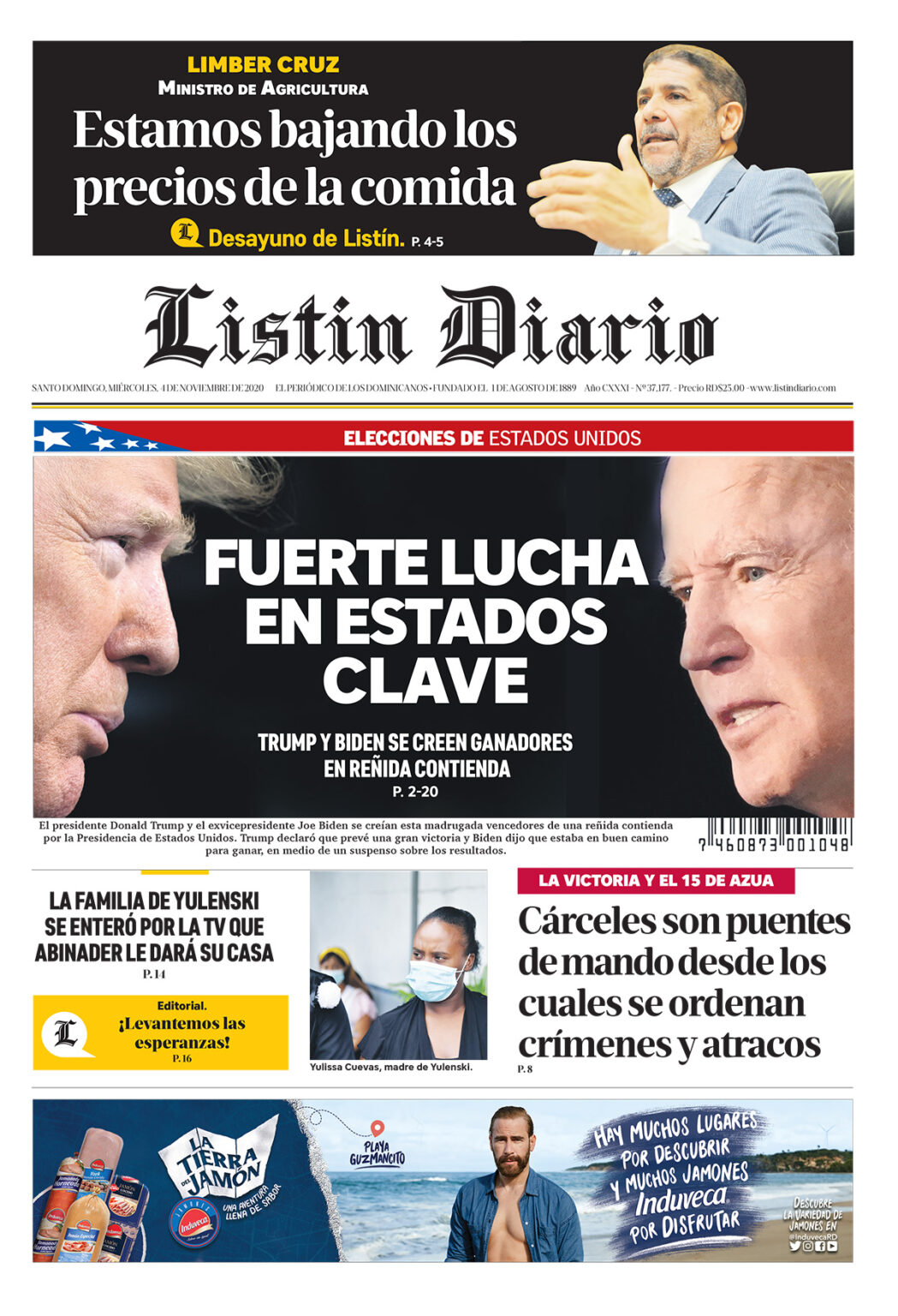 Portada Periódico Listín Diario Miércoles 04 De Noviembre 2020 Dominicana Do