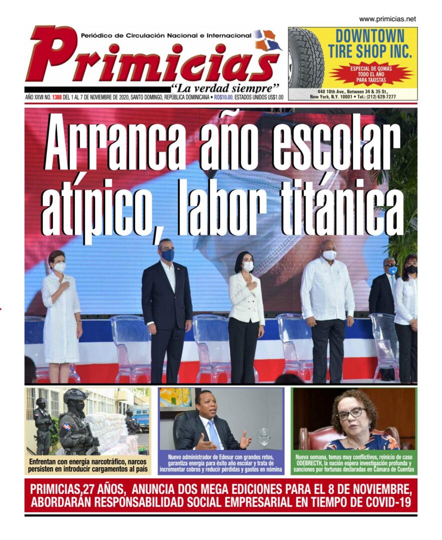 Portada Periódico Primicias, Lunes 02 de Noviembre, 2020