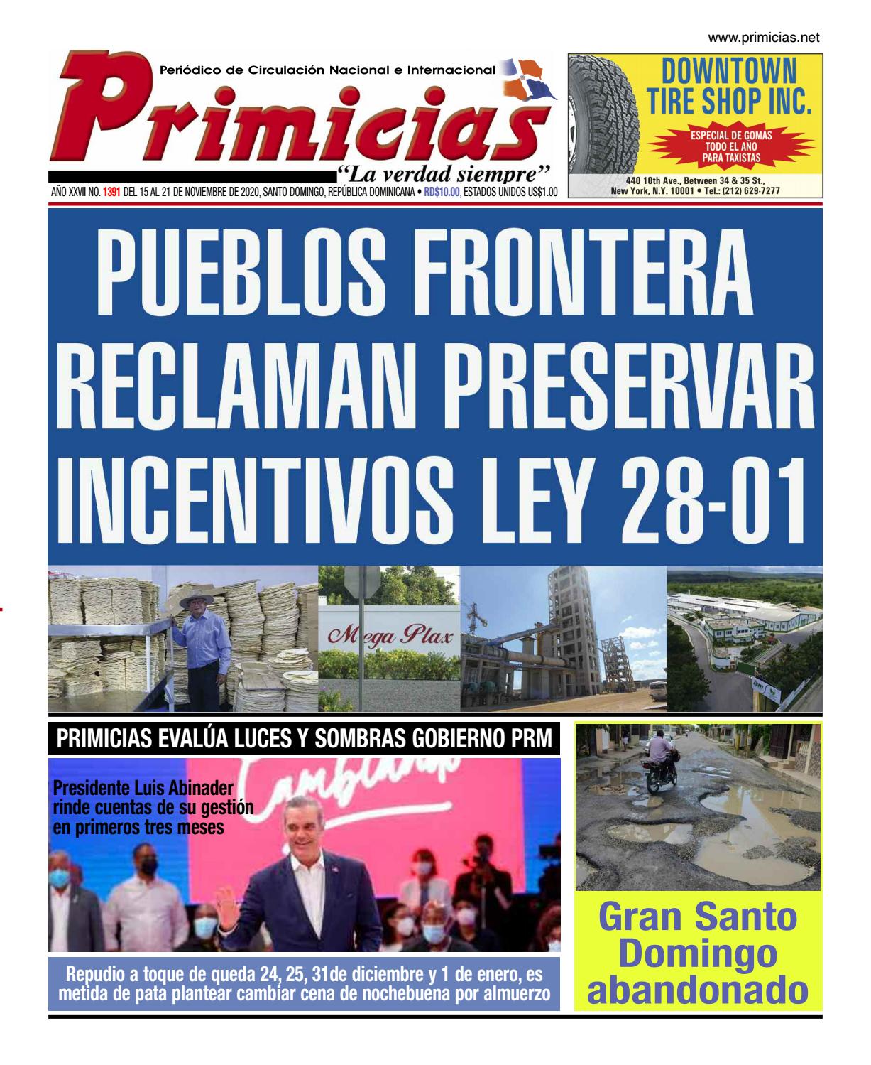 Portada Periódico Primicias, Lunes 16 de Noviembre, 2020