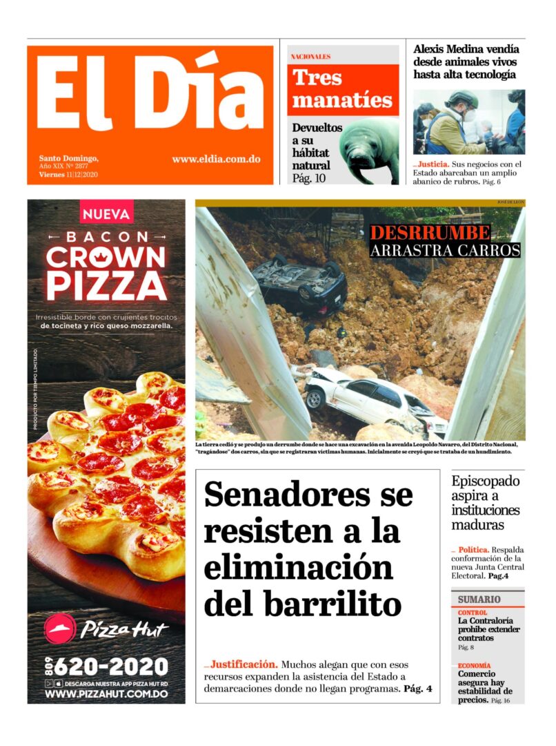 Portada Periódico El Día, Viernes 11 de Diciembre, 2020