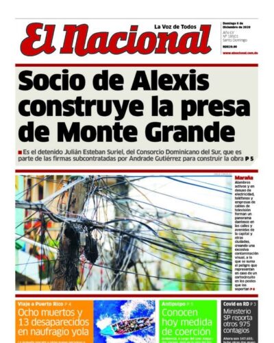 Portada Periódico El Nacional, Domingo 06 de Diciembre, 2020