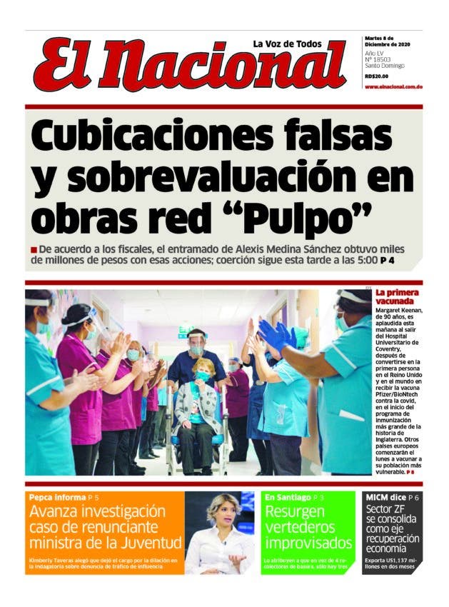 Portada Periódico El Nacional, Martes 08 de Diciembre, 2020