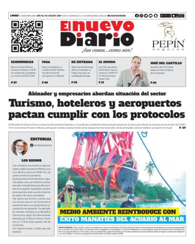 Portada Periódico El Nuevo Diario, Lunes 14 de Diciembre, 2020