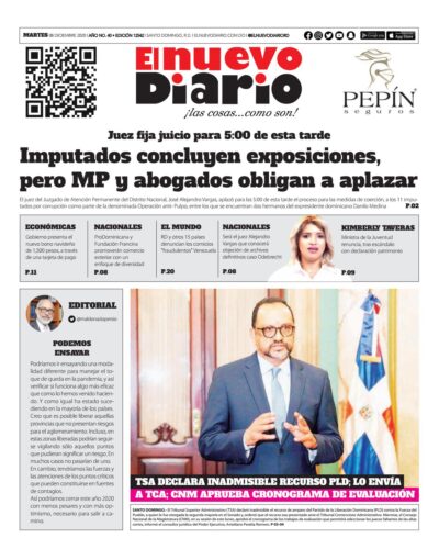 Portada Periódico El Nuevo Diario, Martes 08 de Diciembre, 2020