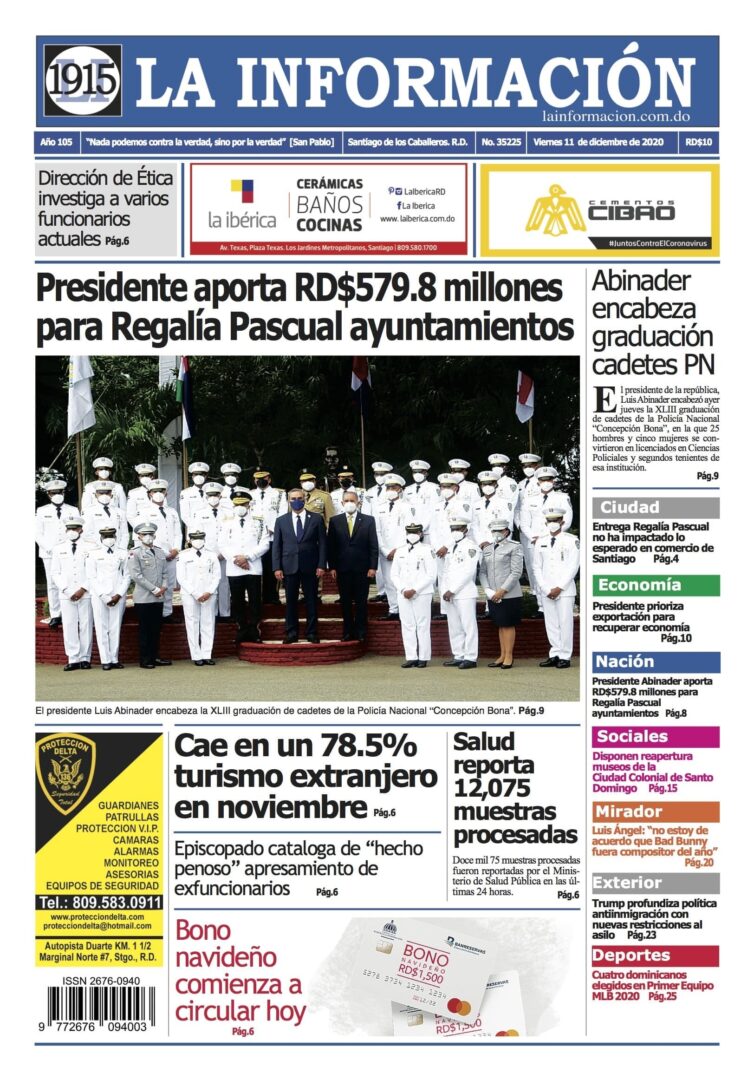 Portada Periódico La Información, Viernes 11 de Diciembre, 2020