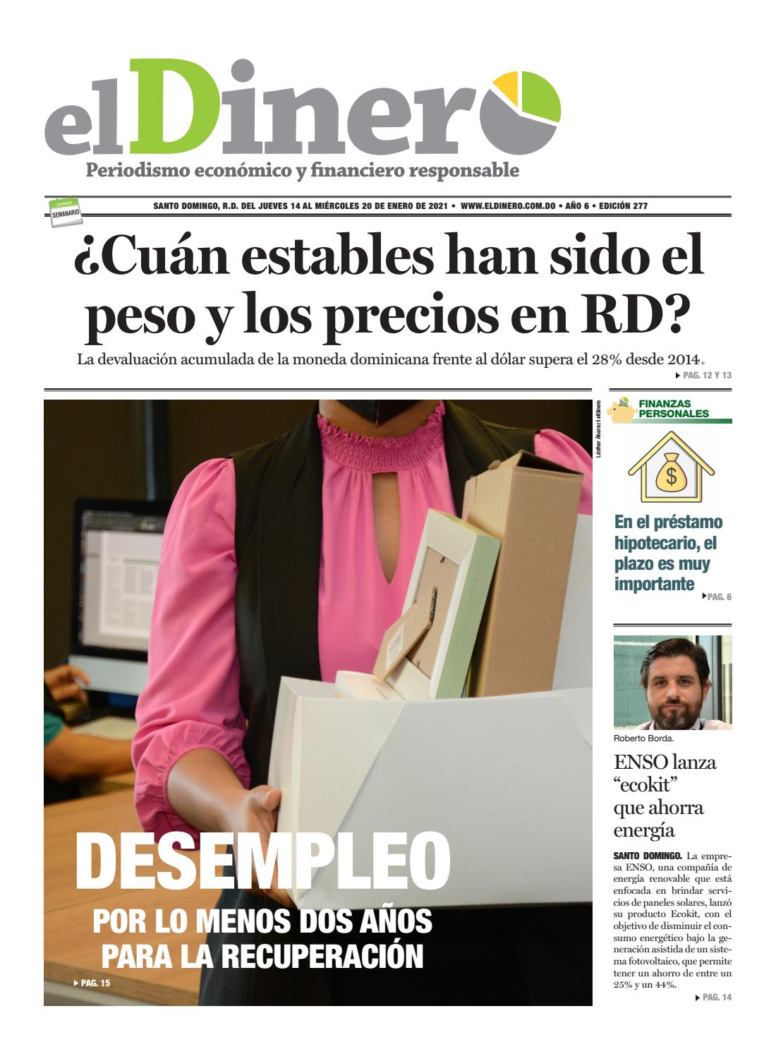 Portada Periódico El Dinero, Jueves 14 de Enero, 2021