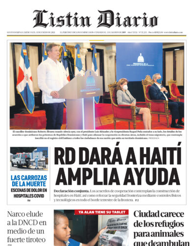 Portada Periódico Listín Diario, Miércoles 13 de Enero, 2021