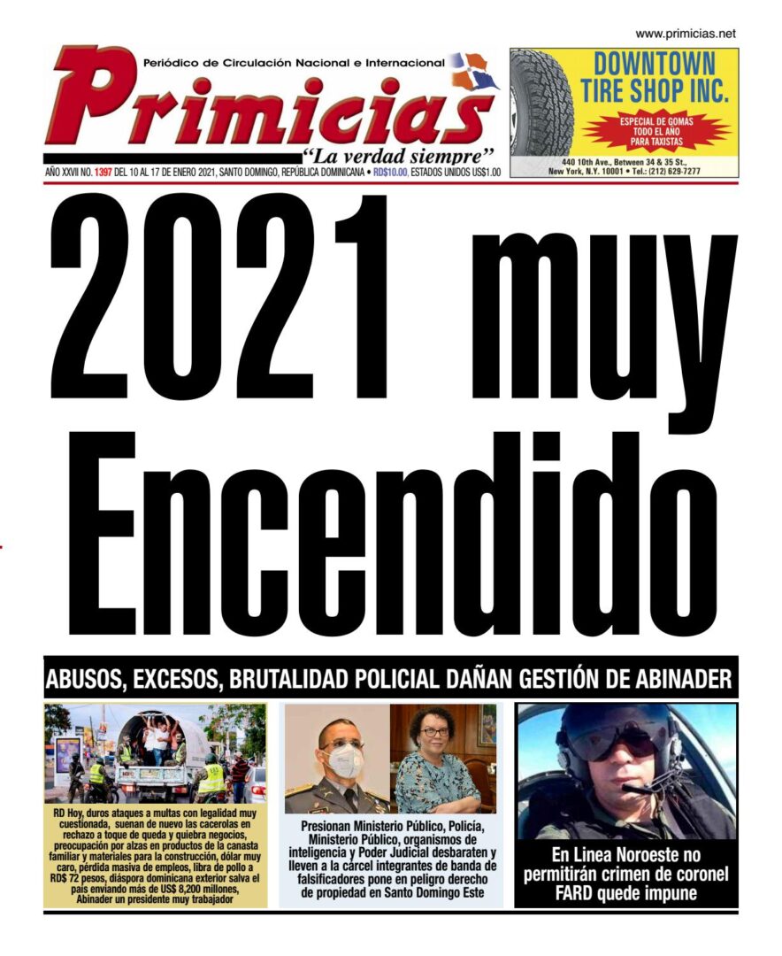 Portada Periódico Primicias, Jueves 14 de Enero, 2021
