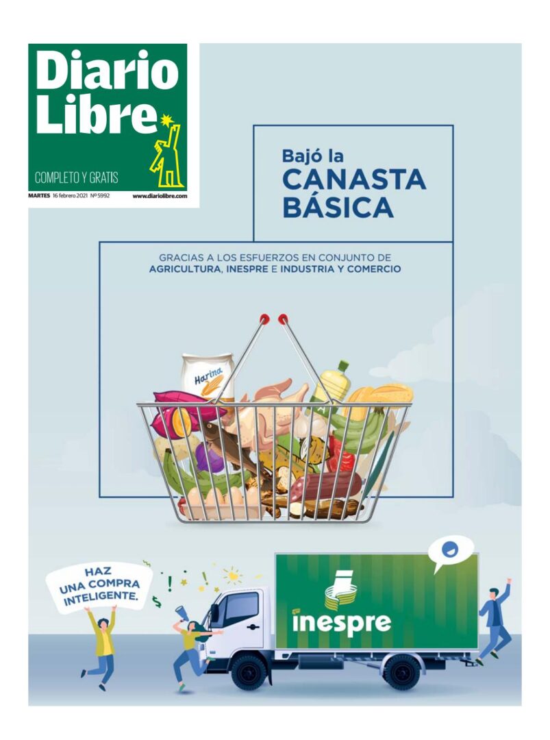 Portada Periódico Diario Libre, Martes 16 de Febrero, 2021 – Bajo La Canasta Básica 2021
