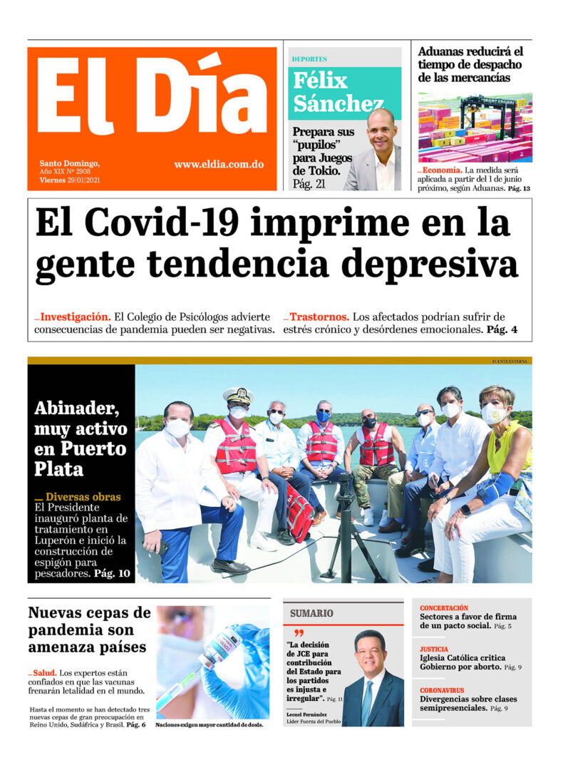 Portada Periódico El Día, Lunes 01 de Febrero, 2021