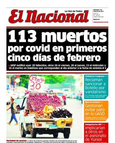 Portada Periódico El Nacional, Domingo 07 de Febrero, 2021