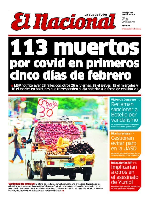 Portada Periódico El Nacional, Domingo 07 de Febrero, 2021