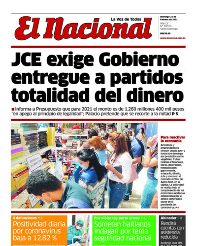 Portada Periódico El Nacional, Domingo 21 de Febrero, 2021