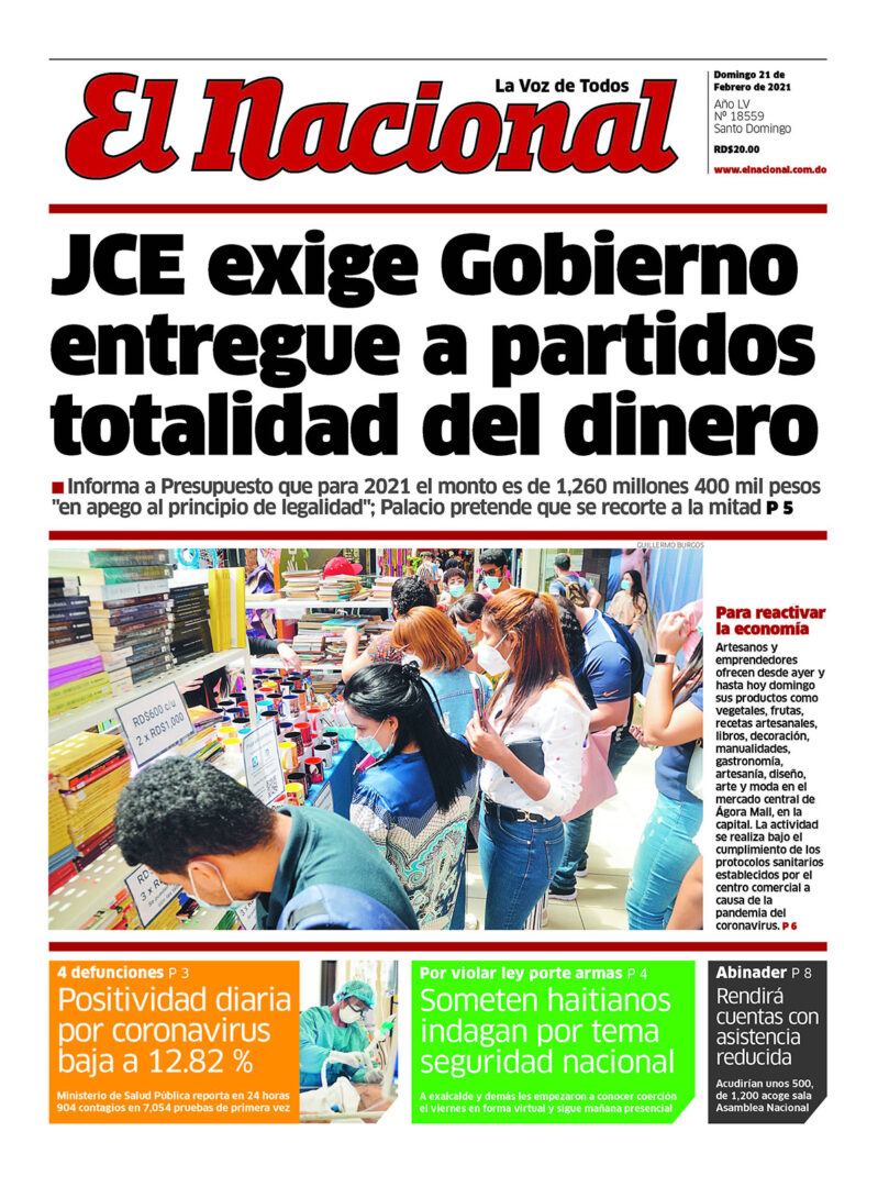 Portada Periódico El Nacional, Domingo 21 de Febrero, 2021