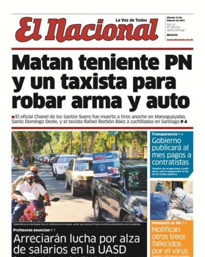 Portada Periódico El Nacional, Jueves 12 de Febrero, 2021