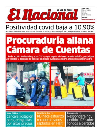 Portada Periódico El Nacional, Lunes 22 de Febrero, 2021