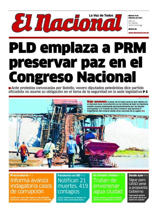 Portada Periódico El Nacional, Martes 09 de Febrero, 2021