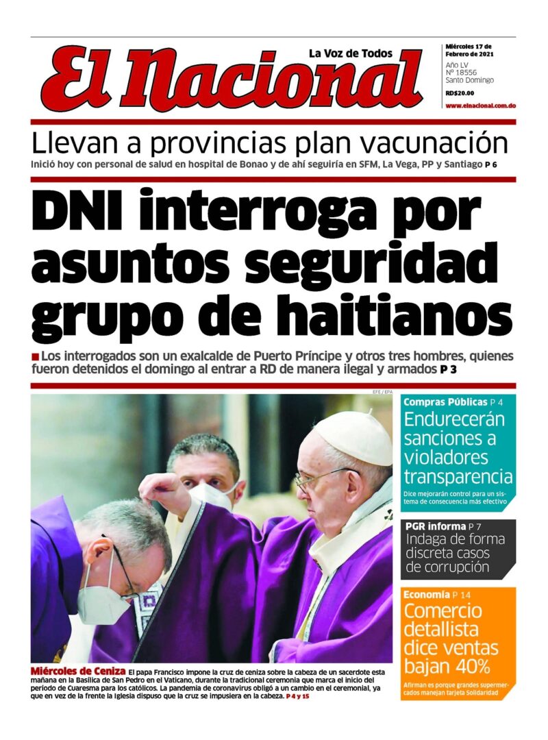 Portada Periódico El Nacional, Miércoles 17 de Febrero, 2021