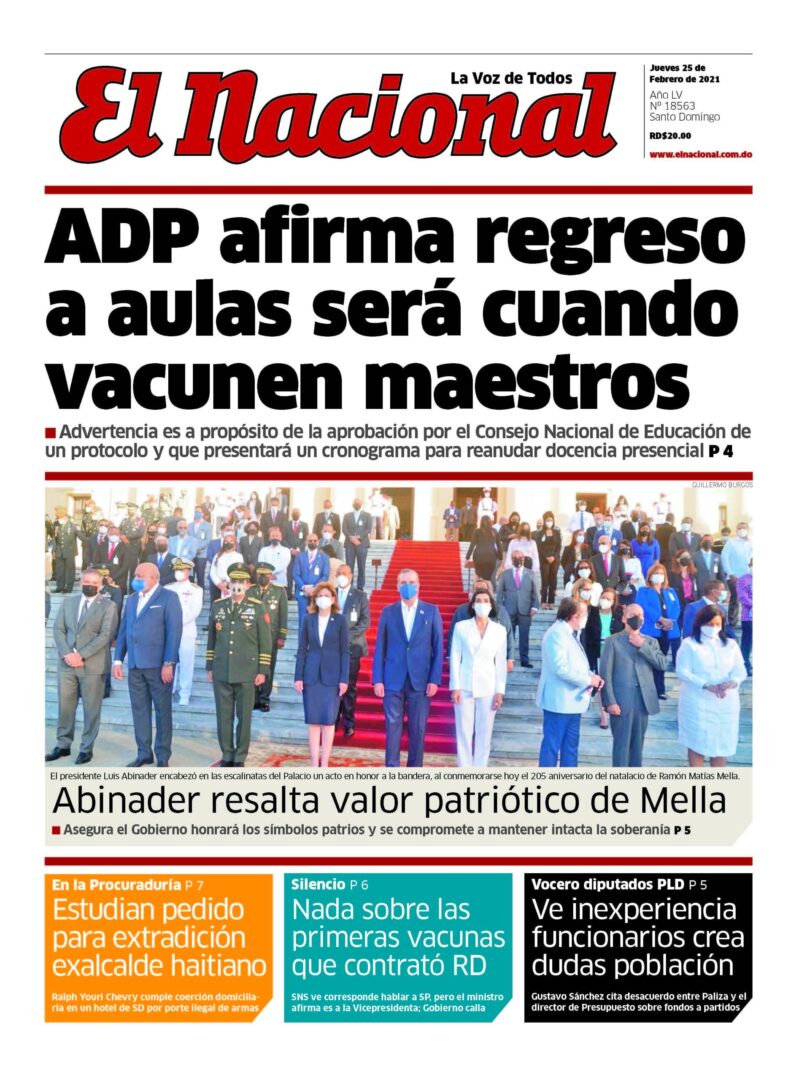 Portada Periódico El Nacional, Miércoles 24 de Febrero, 2021