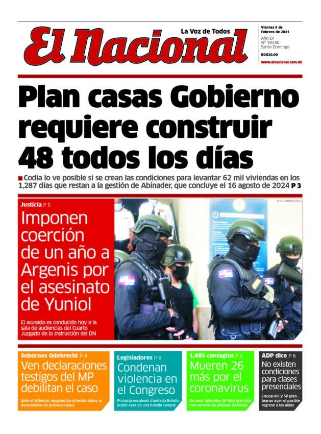 Portada Periódico El Nacional, Viernes 05 de Febrero, 2021