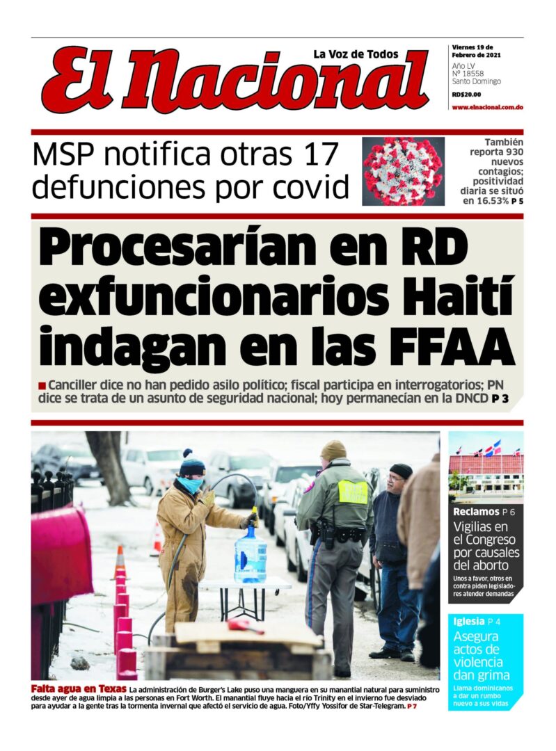 Portada Periódico El Nacional, Viernes 19 de Febrero, 2021