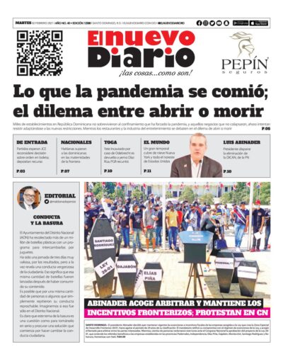Portada Periódico El Nuevo Diario, Martes 02 de Febrero, 2021